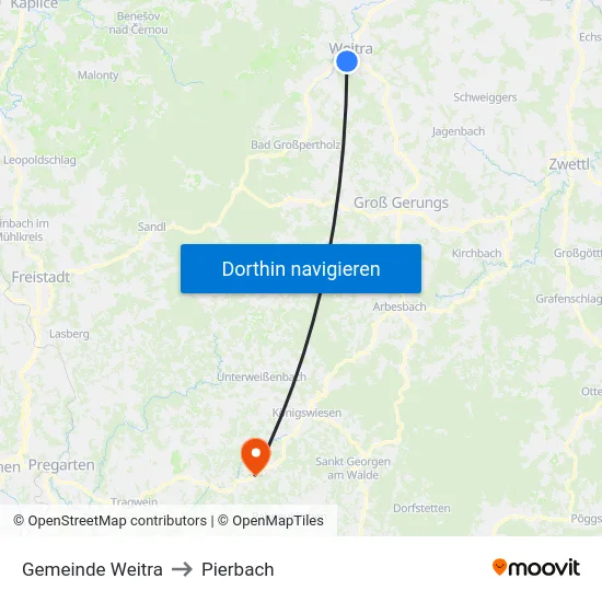 Gemeinde Weitra to Pierbach map