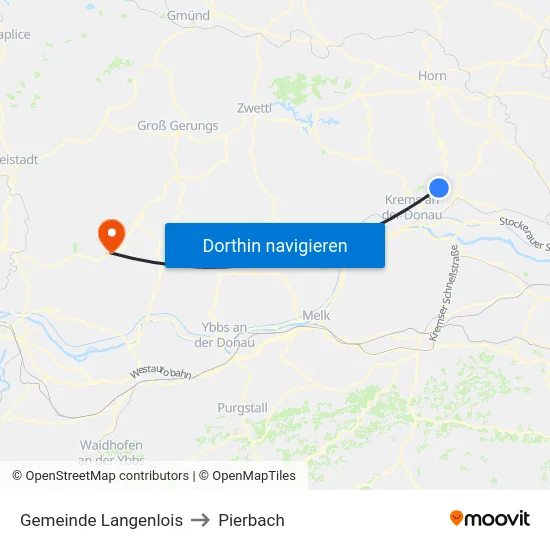 Gemeinde Langenlois to Pierbach map