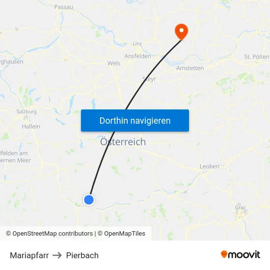 Mariapfarr to Pierbach map
