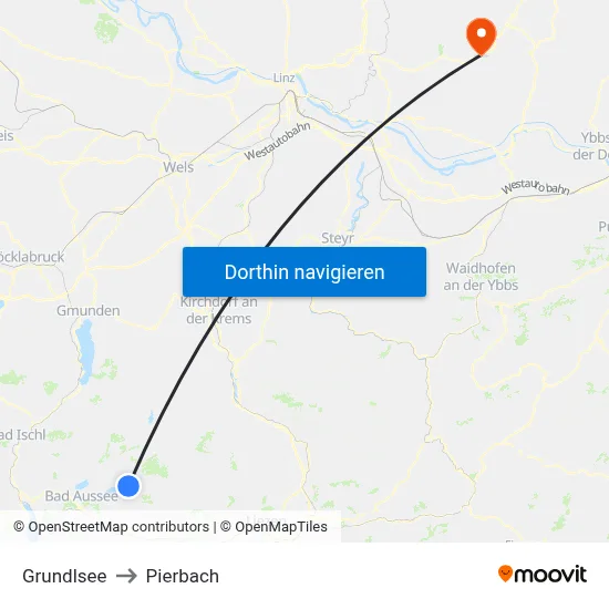 Grundlsee to Pierbach map
