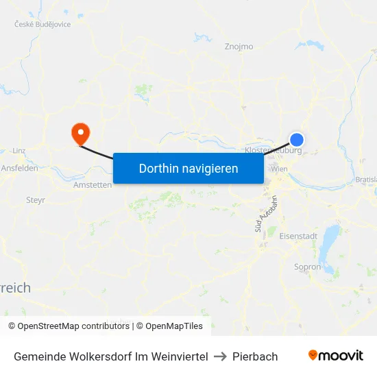 Gemeinde Wolkersdorf Im Weinviertel to Pierbach map