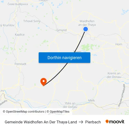 Gemeinde Waidhofen An Der Thaya-Land to Pierbach map