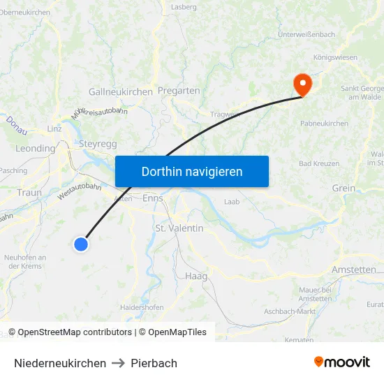 Niederneukirchen to Pierbach map