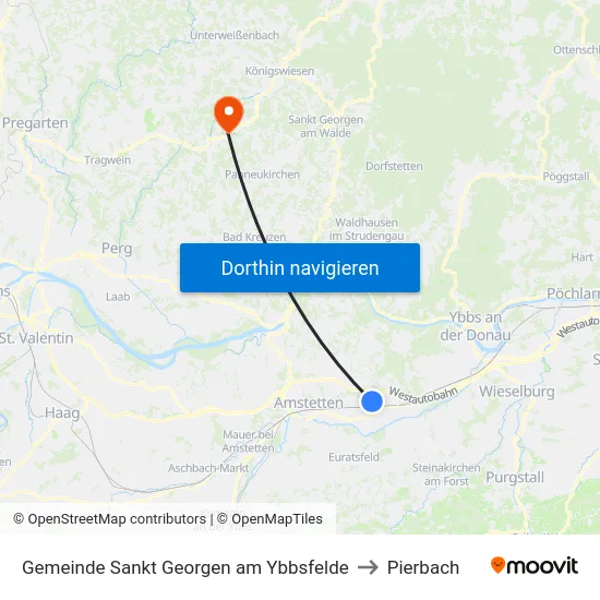 Gemeinde Sankt Georgen am Ybbsfelde to Pierbach map
