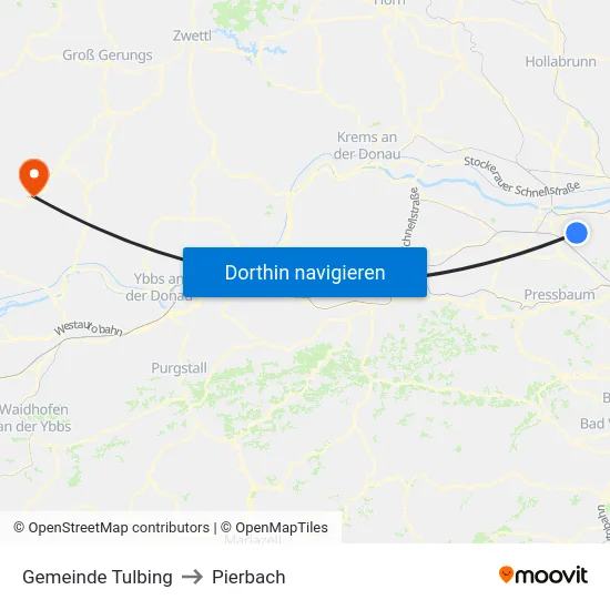 Gemeinde Tulbing to Pierbach map