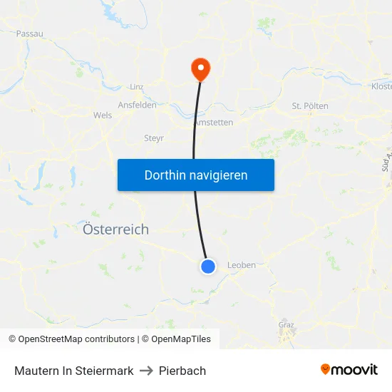 Mautern In Steiermark to Pierbach map
