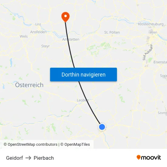 Geidorf to Pierbach map