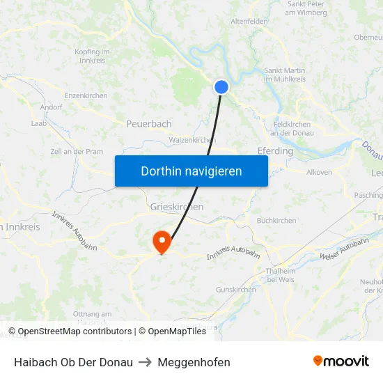 Haibach Ob Der Donau to Meggenhofen map