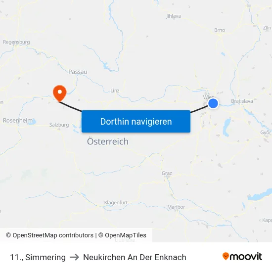 11., Simmering to Neukirchen An Der Enknach map