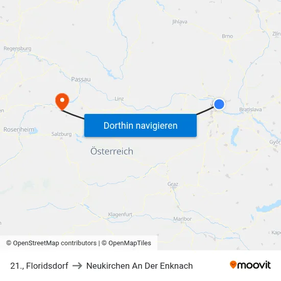 21., Floridsdorf to Neukirchen An Der Enknach map
