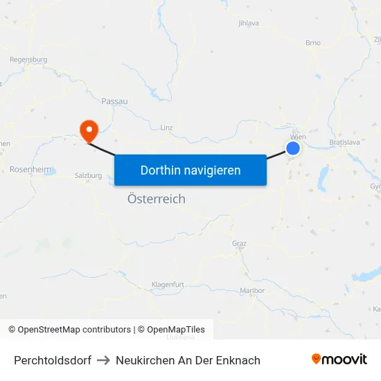 Perchtoldsdorf to Neukirchen An Der Enknach map