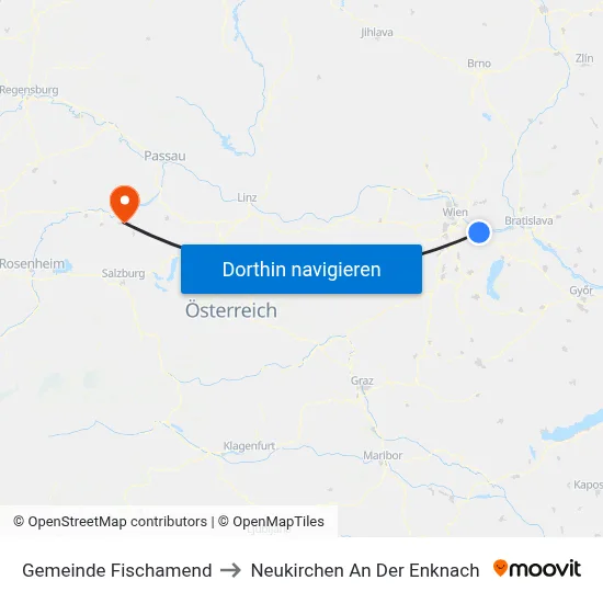 Gemeinde Fischamend to Neukirchen An Der Enknach map