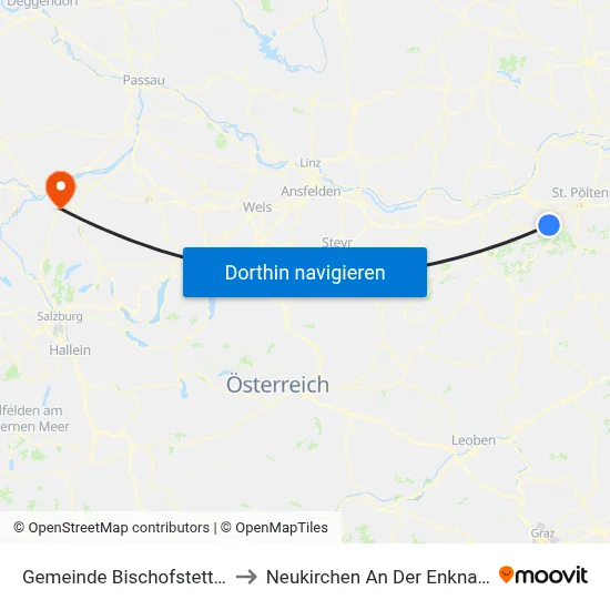 Gemeinde Bischofstetten to Neukirchen An Der Enknach map