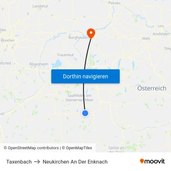 Taxenbach to Neukirchen An Der Enknach map