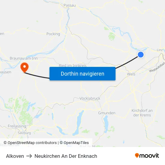 Alkoven to Neukirchen An Der Enknach map