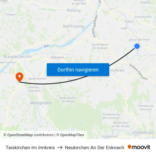 Taiskirchen Im Innkreis to Neukirchen An Der Enknach map