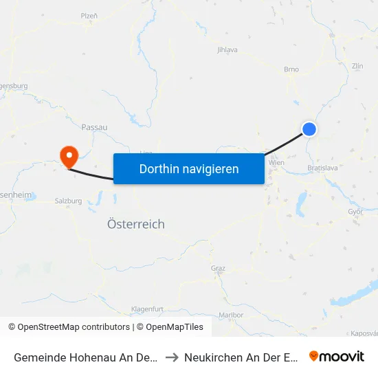Gemeinde Hohenau An Der March to Neukirchen An Der Enknach map