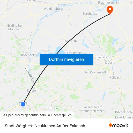 Stadt Wörgl to Neukirchen An Der Enknach map