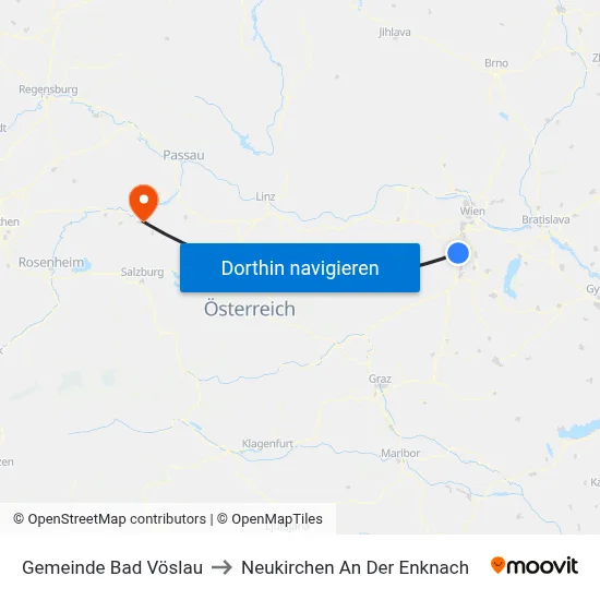 Gemeinde Bad Vöslau to Neukirchen An Der Enknach map