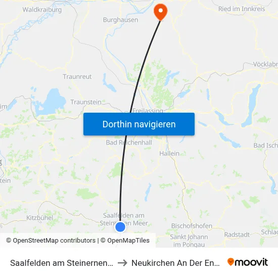 Saalfelden am Steinernen Meer to Neukirchen An Der Enknach map