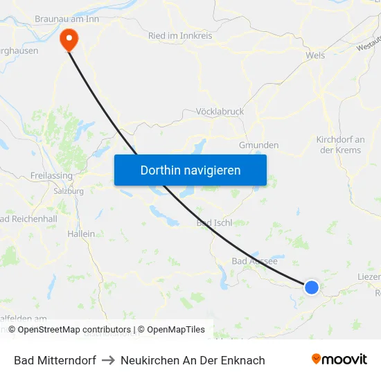 Bad Mitterndorf to Neukirchen An Der Enknach map