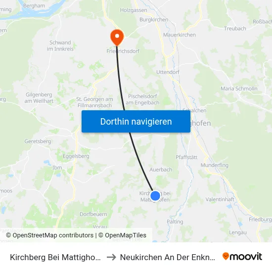 Kirchberg Bei Mattighofen to Neukirchen An Der Enknach map