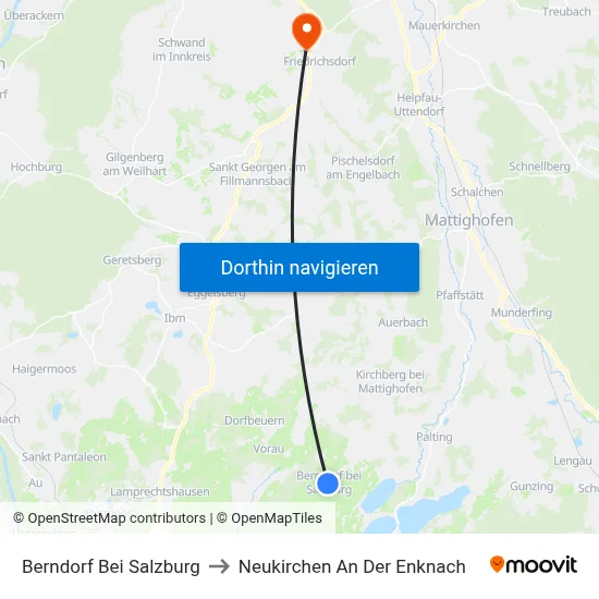 Berndorf Bei Salzburg to Neukirchen An Der Enknach map