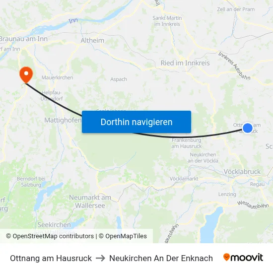 Ottnang am Hausruck to Neukirchen An Der Enknach map