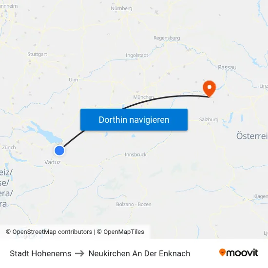 Stadt Hohenems to Neukirchen An Der Enknach map