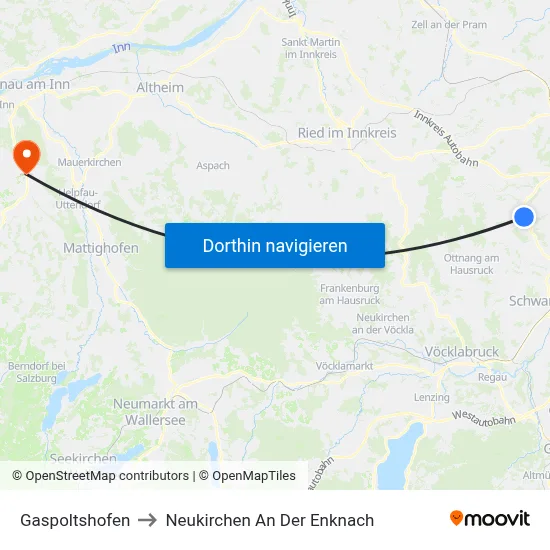Gaspoltshofen to Neukirchen An Der Enknach map
