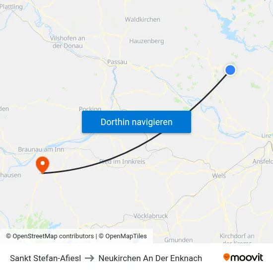 Sankt Stefan-Afiesl to Neukirchen An Der Enknach map