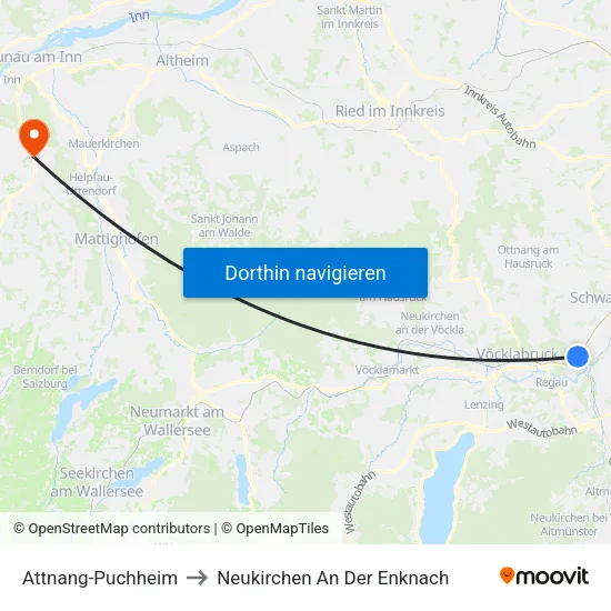 Attnang-Puchheim to Neukirchen An Der Enknach map