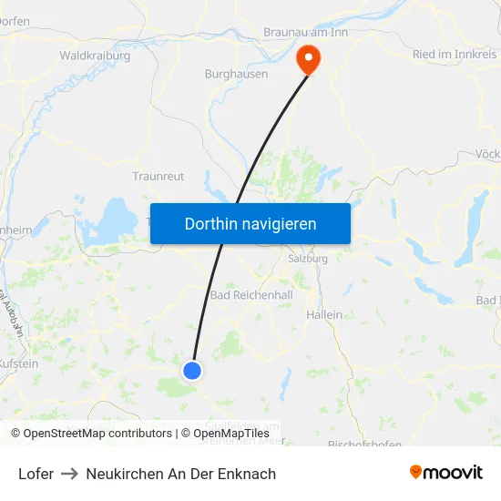 Lofer to Neukirchen An Der Enknach map