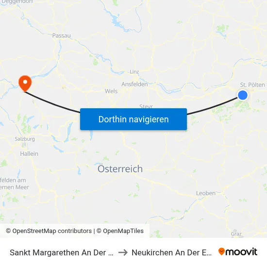 Sankt Margarethen An Der Sierning to Neukirchen An Der Enknach map