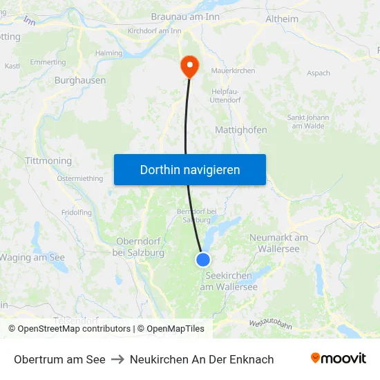 Obertrum am See to Neukirchen An Der Enknach map