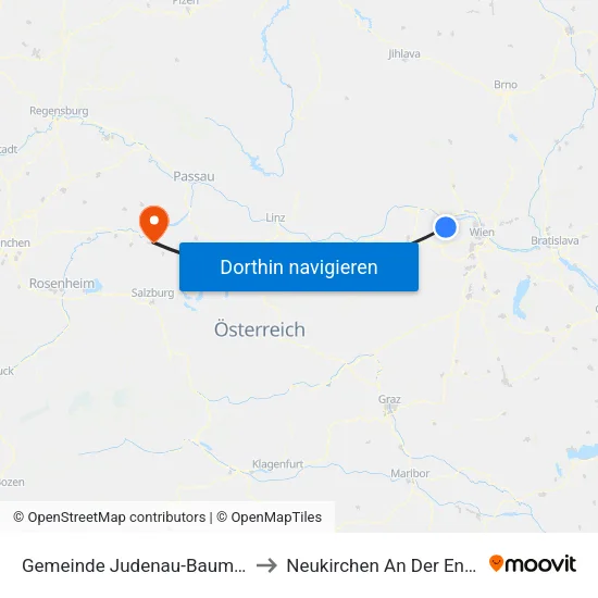 Gemeinde Judenau-Baumgarten to Neukirchen An Der Enknach map