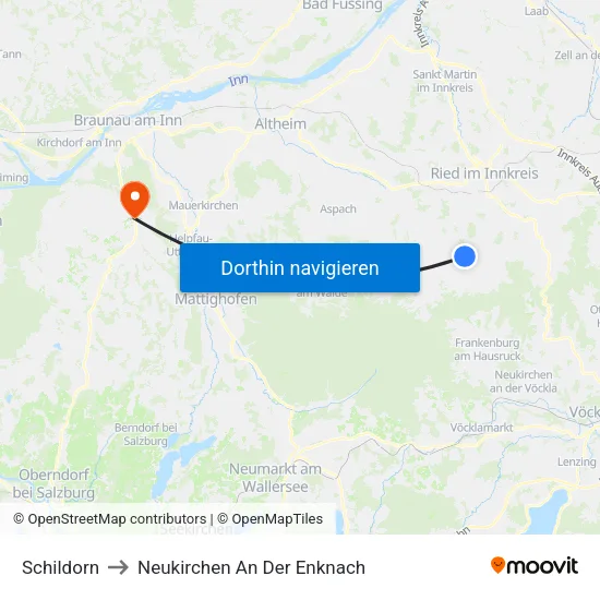 Schildorn to Neukirchen An Der Enknach map