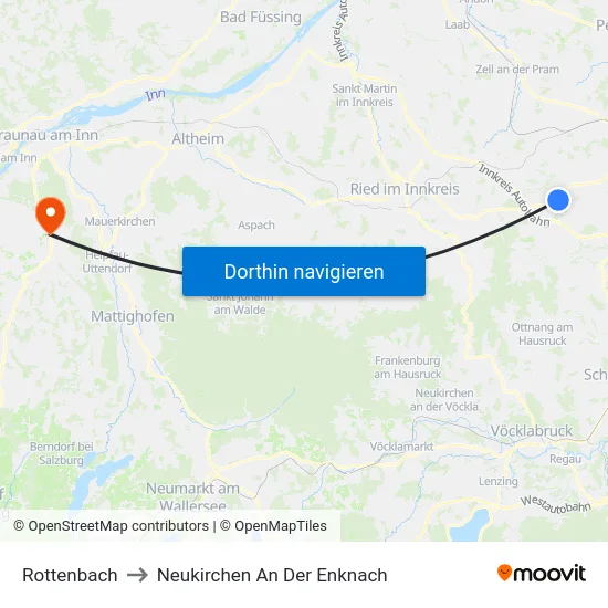Rottenbach to Neukirchen An Der Enknach map