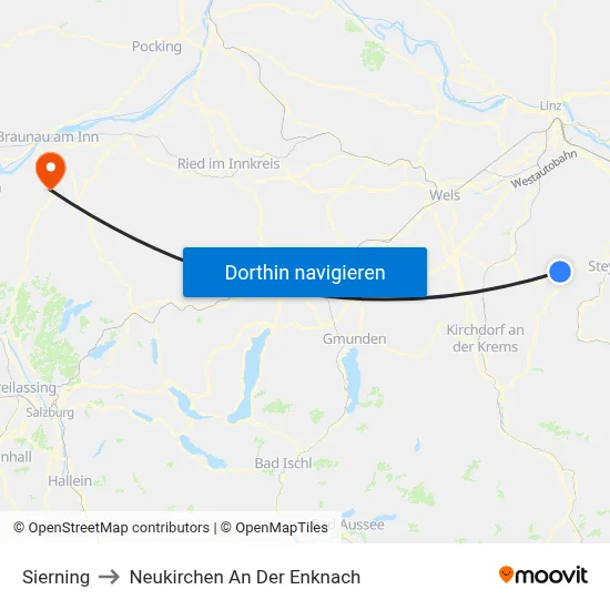 Sierning to Neukirchen An Der Enknach map