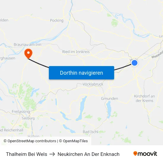 Thalheim Bei Wels to Neukirchen An Der Enknach map