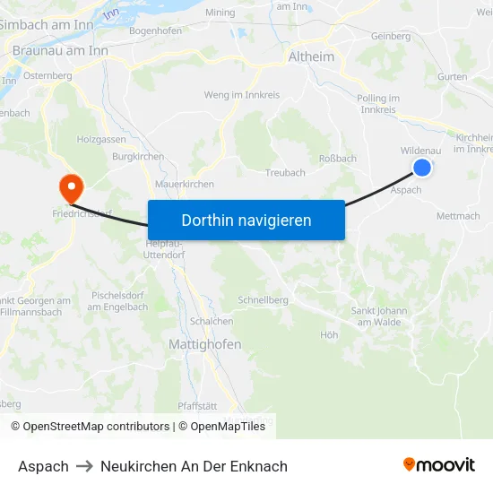 Aspach to Neukirchen An Der Enknach map