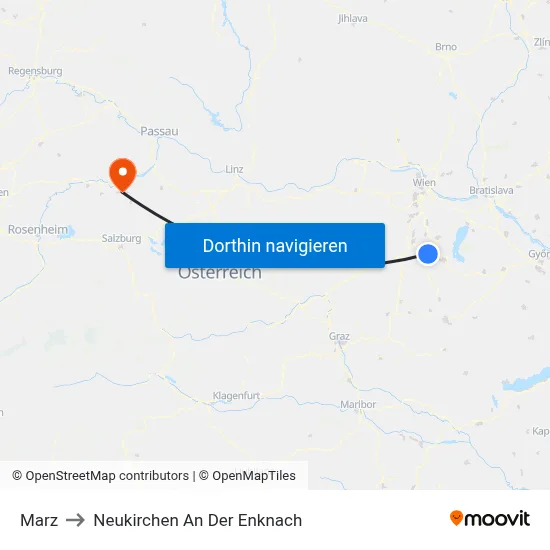 Marz to Neukirchen An Der Enknach map