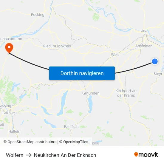 Wolfern to Neukirchen An Der Enknach map