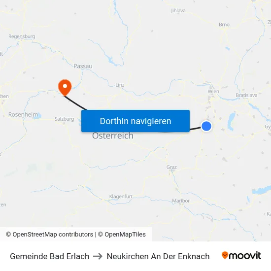 Gemeinde Bad Erlach to Neukirchen An Der Enknach map