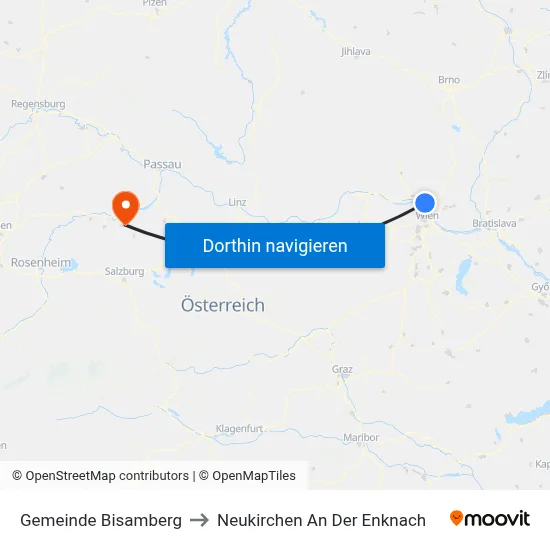 Gemeinde Bisamberg to Neukirchen An Der Enknach map
