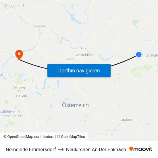 Gemeinde Emmersdorf to Neukirchen An Der Enknach map