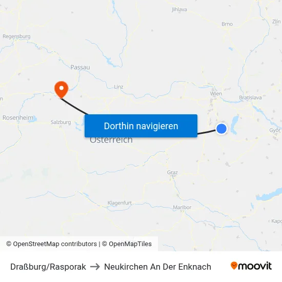 Draßburg/Rasporak to Neukirchen An Der Enknach map