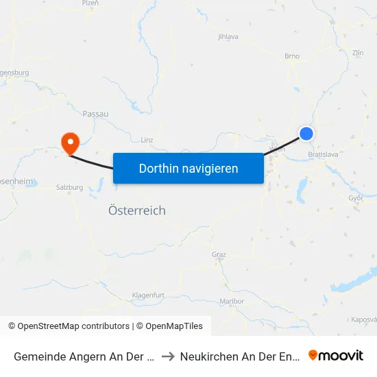 Gemeinde Angern An Der March to Neukirchen An Der Enknach map