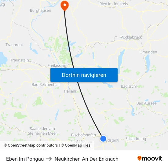 Eben Im Pongau to Neukirchen An Der Enknach map