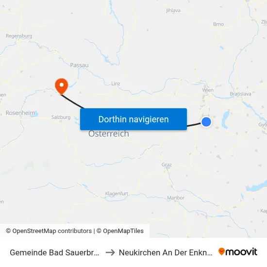 Gemeinde Bad Sauerbrunn to Neukirchen An Der Enknach map